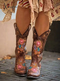 Xajzpa - Women’s Fashion Cowboy Boots For Women Boot Embroidery Winter Thick Heel Leather Long