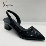 Xajzpa - Women’s Fashion Slingback Pointed Toe Chunky Low Heels