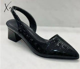 Xajzpa - Women’s Fashion Slingback Pointed Toe Chunky Low Heels Black / 35