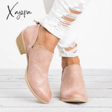 Xajzpa - Women's Fashion Spring Autumn Ankle Women Boots Square Heel Slip On Female High Heels Single Shoes Pointed Toe Casual shoes