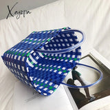 Xajzpa - Women’s Handbags Woven Luxury Tote Handmade Plastic Summer Beach Shopping Bag Designer