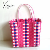 Xajzpa - Women’s Handbags Woven Luxury Tote Handmade Plastic Summer Beach Shopping Bag Designer