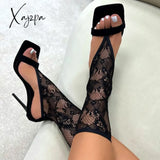 Xajzpa - Women’s Lace Front Square Toe Stiletto Heels Pumps /