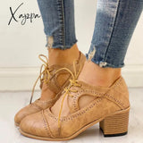 Xajzpa - Women’s Lace Up Vintage Oxfords Shoes Brown / 5 Sandals