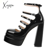 Xajzpa - Women's New Spring and Autumn Casual High Heels Sexy Thick Sole High Heels Mary Jane Shoes Black Platform High Heels