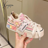 Xajzpa - Womens New Style Breathable Floral Canvas Shoes Autumn Thick Platform All-Match Student