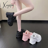 Xajzpa - Women’s Pink Chunky Sneakers Breathable Platform Sports Shoes Woman Lace Up Thick Sole