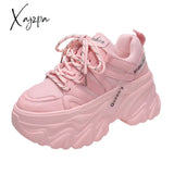 Xajzpa - Women’s Pink Chunky Sneakers Breathable Platform Sports Shoes Woman Lace Up Thick Sole