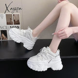 Xajzpa - Women’s Pink Chunky Sneakers Breathable Platform Sports Shoes Woman Lace Up Thick Sole