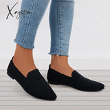 Xajzpa - Women’s Pointed Toe Soft Knit Slip On Flats Breathable Loafers Shoes