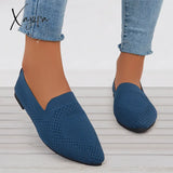 Xajzpa - Women’s Pointed Toe Soft Knit Slip On Flats Breathable Loafers Shoes