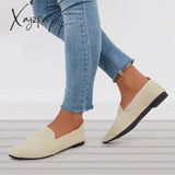 Xajzpa - Women’s Pointed Toe Soft Knit Slip On Flats Breathable Loafers Shoes