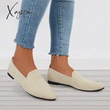 Xajzpa - Women’s Pointed Toe Soft Knit Slip On Flats Breathable Loafers Shoes