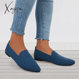 Xajzpa - Women’s Pointed Toe Soft Knit Slip On Flats Breathable Loafers Shoes