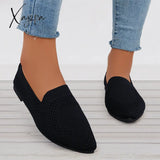 Xajzpa - Women’s Pointed Toe Soft Knit Slip On Flats Breathable Loafers Shoes