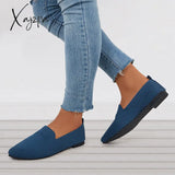 Xajzpa - Women’s Pointed Toe Soft Knit Slip On Flats Breathable Loafers Shoes