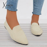 Xajzpa - Women’s Pointed Toe Soft Knit Slip On Flats Breathable Loafers Shoes