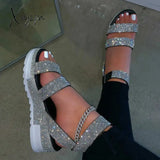 Xajzpa - Women’s Prom Sandals Rhinestone Glitter Platform Black / 5