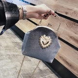 Xajzpa - Women’s Retro Fashion Velvet Texture One Shoulder Messenger Bag Exquisite Love Buckle