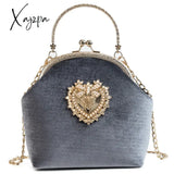 Xajzpa - Women’s Retro Fashion Velvet Texture One Shoulder Messenger Bag Exquisite Love Buckle