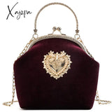 Xajzpa - Women’s Retro Fashion Velvet Texture One Shoulder Messenger Bag Exquisite Love Buckle