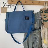 Xajzpa - Women’s Retro Large Size Bags Cotton Canvas Shoulder Bag Fashion Crossbody Handbag