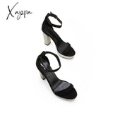 Xajzpa - Women’s Rhinestone Heels Slip On Platform Chunky Adjustable Belt Party Pumps Sandals