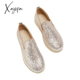 Xajzpa - Women’s Rhinestone Sneakers Flatform Loafers Glitter Slip-On Walking Imily Bela