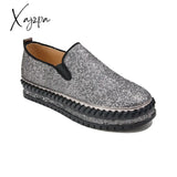 Xajzpa - Women’s Rhinestone Sneakers Flatform Loafers Glitter Slip-On Walking Imily Bela