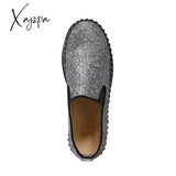 Xajzpa - Women’s Rhinestone Sneakers Flatform Loafers Glitter Slip-On Walking Imily Bela