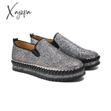 Xajzpa - Women’s Rhinestone Sneakers Flatform Loafers Glitter Slip-On Walking Imily Bela