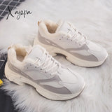 Xajzpa - Women’s Running Shoes Comfortable Warm Sneakers Fashion Thick Bottom Vulcanized Beige / 35
