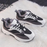 Xajzpa - Women’s Running Shoes Comfortable Warm Sneakers Fashion Thick Bottom Vulcanized Black / 35