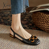 Xajzpa - Women’s Sandals Elegant Office Ladies Shoes And Women Casual Square Heel Slip On Woman