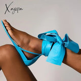 Xajzpa - Women’s Sandals Strappy Flip Flop Summer Ankle Wrap Flat Blue / 5