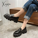 Xajzpa - Women’s Shoes 2023 Spring And Autumn British Style Punk Platform Slip-On Loafers Fashion