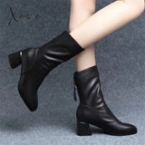 Xajzpa - Women’s Shoes Luxury Chelsea Boot Women Leather Chunky Winter Shoe Platform Ankle Boots