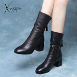 Xajzpa - Women’s Shoes Luxury Chelsea Boot Women Leather Chunky Winter Shoe Platform Ankle Boots