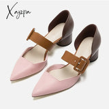 Xajzpa - Women’s Simple Buckle Casual Low Heels Pink Pumps / 4