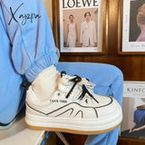 Xajzpa - Women’s Sneakers White Canvas Spring New Platform Casual Korean Sports Shoes Flat