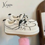 Xajzpa - Women's Sneakers White Canvas Spring New Platform Casual Korean Sports Shoes Flat Vulcanize Running Lolita Kawaii