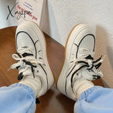 Xajzpa - Women’s Sneakers White Canvas Spring New Platform Casual Korean Sports Shoes Flat