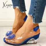 Xajzpa - Women’s Summer Flower Sandals Rhinestone Elegant Clear Slingback