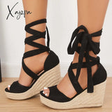 Xajzpa - Women’s Summer Lace Up Espadrille Heel Platform Wedge Sandals