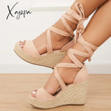 Xajzpa - Women’s Summer Lace Up Espadrille Heel Platform Wedge Sandals