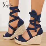 Xajzpa - Women’s Summer Lace Up Espadrille Heel Platform Wedge Sandals