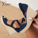 Xajzpa - Women’s Summer Lace Up Espadrille Heel Platform Wedge Sandals