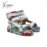 Xajzpa - Womens Summer Sandals Vintage Graffiti Platforms