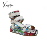 Xajzpa - Womens Summer Sandals Vintage Graffiti Platforms