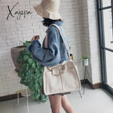 Xajzpa - Women’s Tote Bag Casual Canvas Large Capacity Shopping Female Crossbody Schoolbags Solid